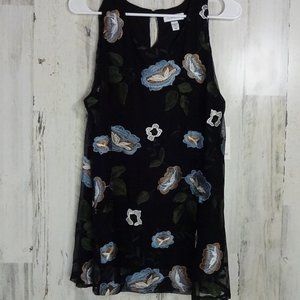 Charter Club Tank Size L Floral Black 7056